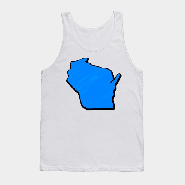 Bright Blue Wisconsin Outline Tank Top by Mookle